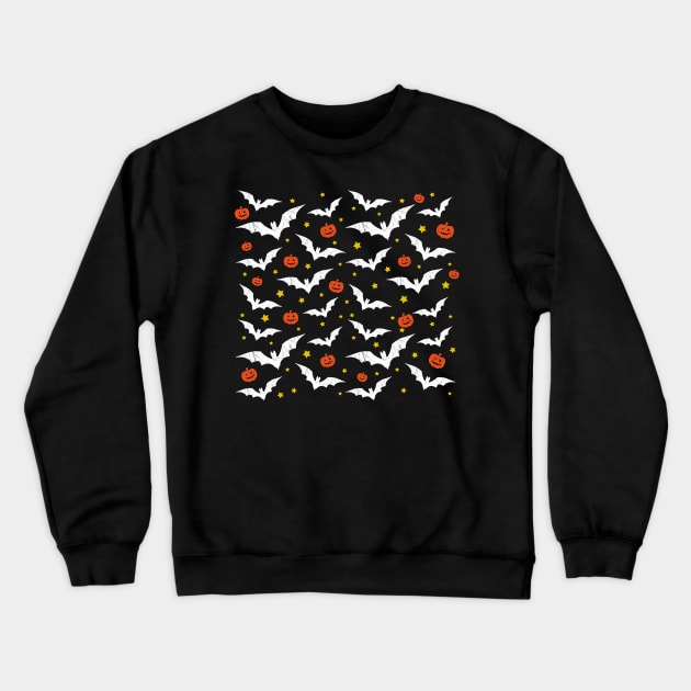 Halloween bats and pumpkins Crewneck Sweatshirt by LunaMay